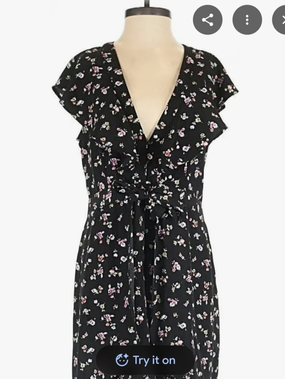GB Girl Black Floral Tie-Waist Mini Dress